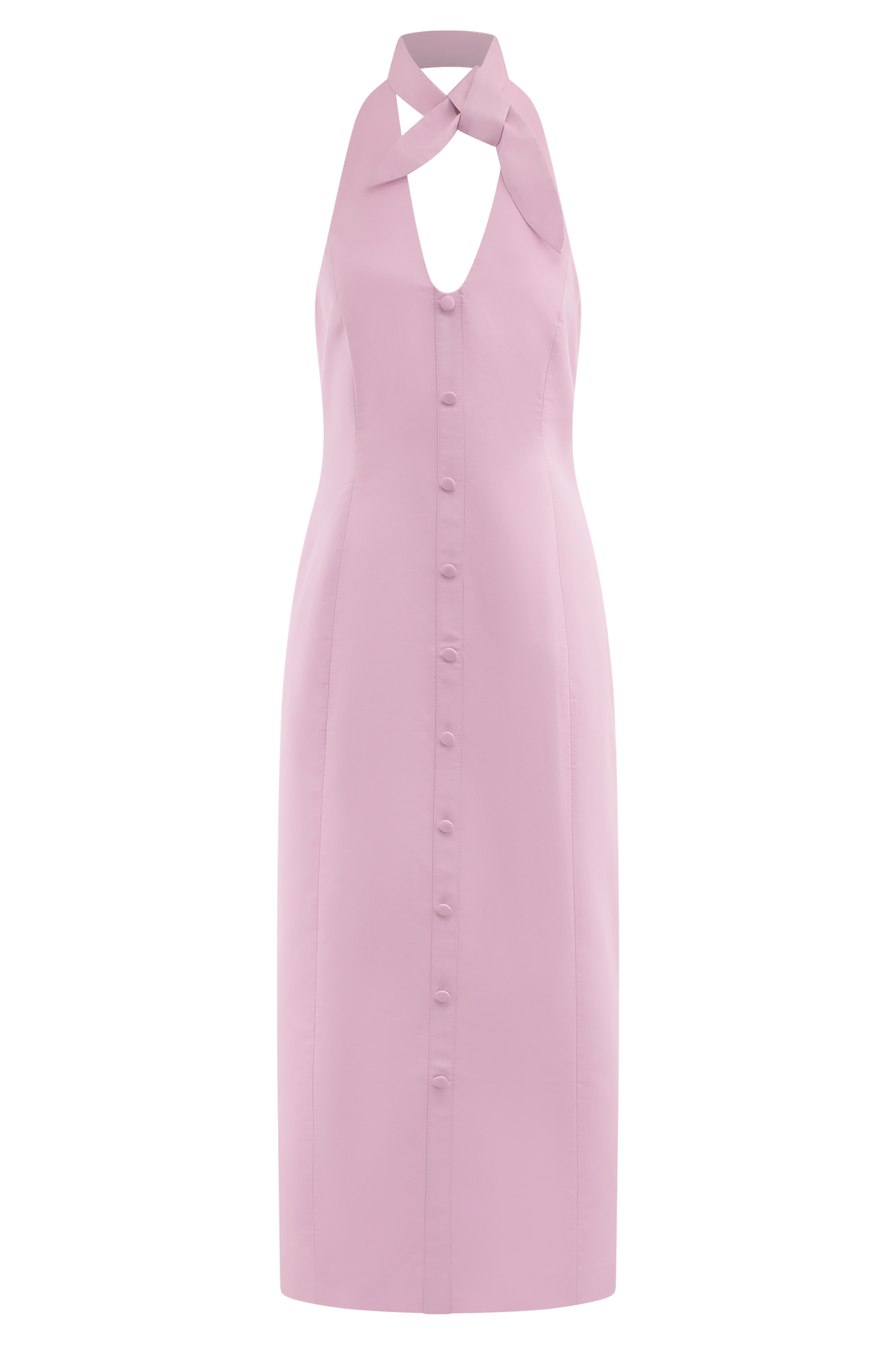 Simona Halter Neck Midi Dress - Blush Pink